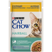 Влажный корм Cat Chow® для взрослых кошек для контроля образования комков шерсти, с курицей и зеленой фасолью в соусе, Пауч