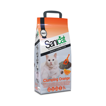 SaniCat Orange Комкующийся глиняный наполнитель для кошек (с ароматом апельсина) – интернет-магазин Ле’Муррр