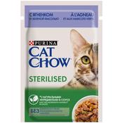 Влажный корм Cat Chow® для стерилизованных кошек и кастрированных котов с ягненком и зеленой фасолью в соусе, Пауч